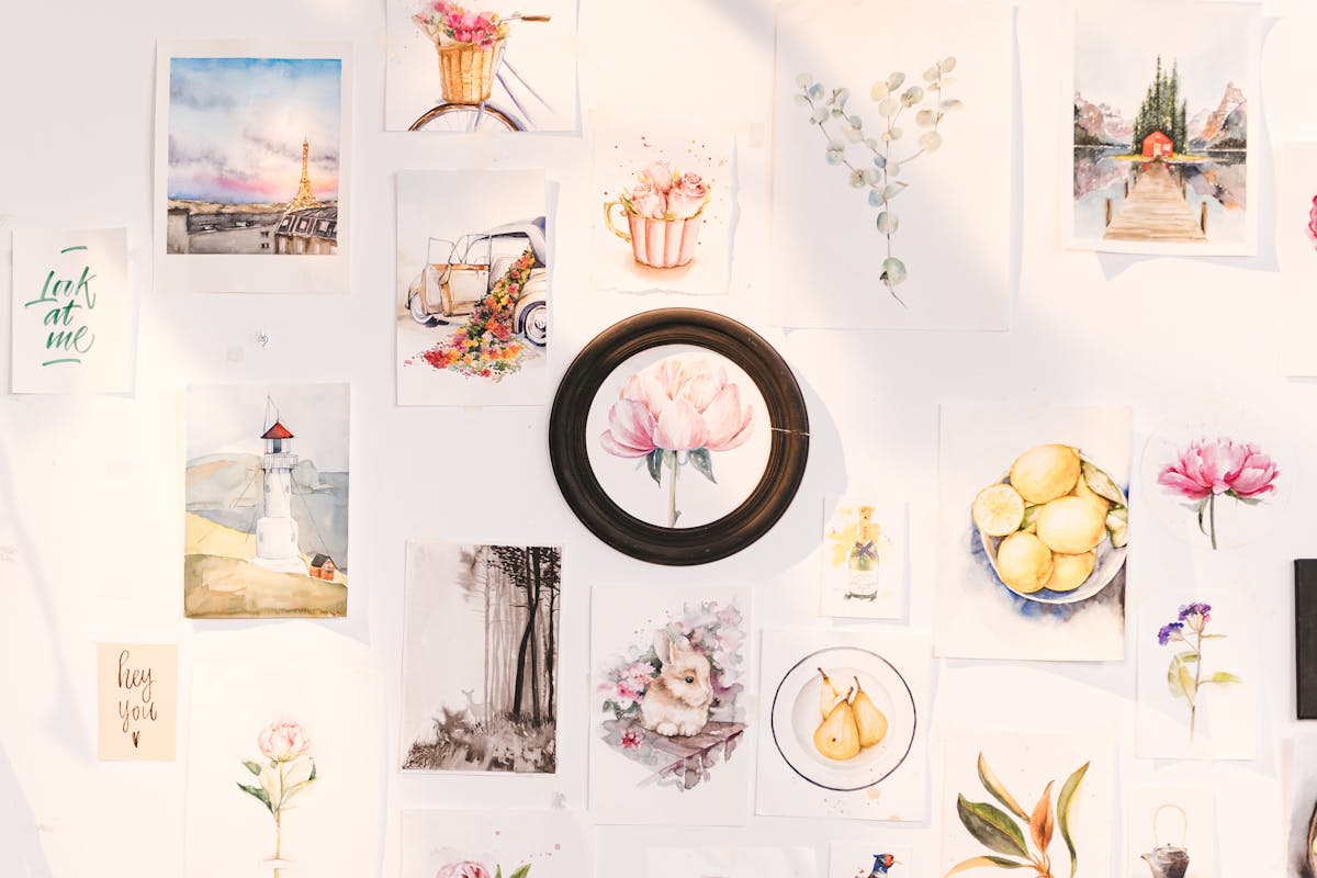 A collection of framed floral art prints illustrating different magnolia wall art styles A wall of framed floral art prints in different styles, illustrating the range of magnolia wall art options